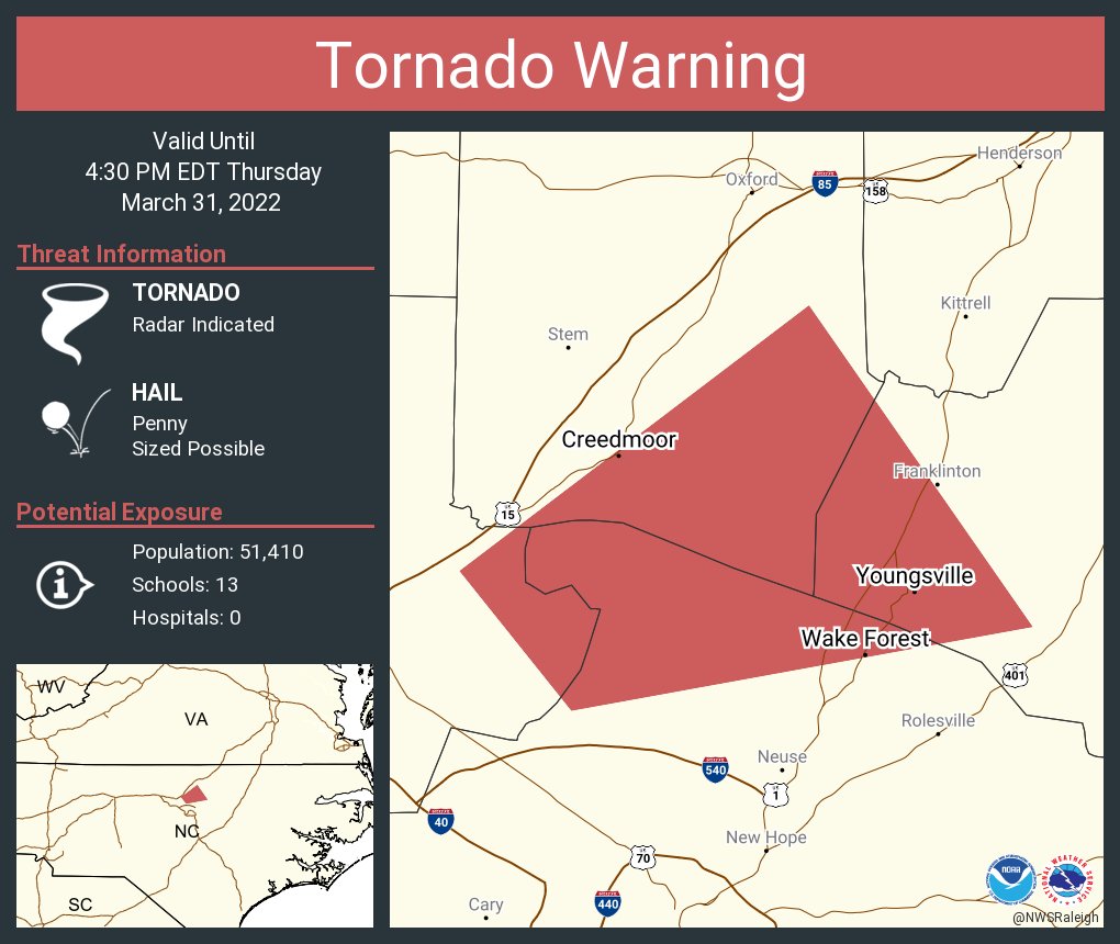 NWS Tornado on Twitter "Tornado Warning including Wake Forest NC