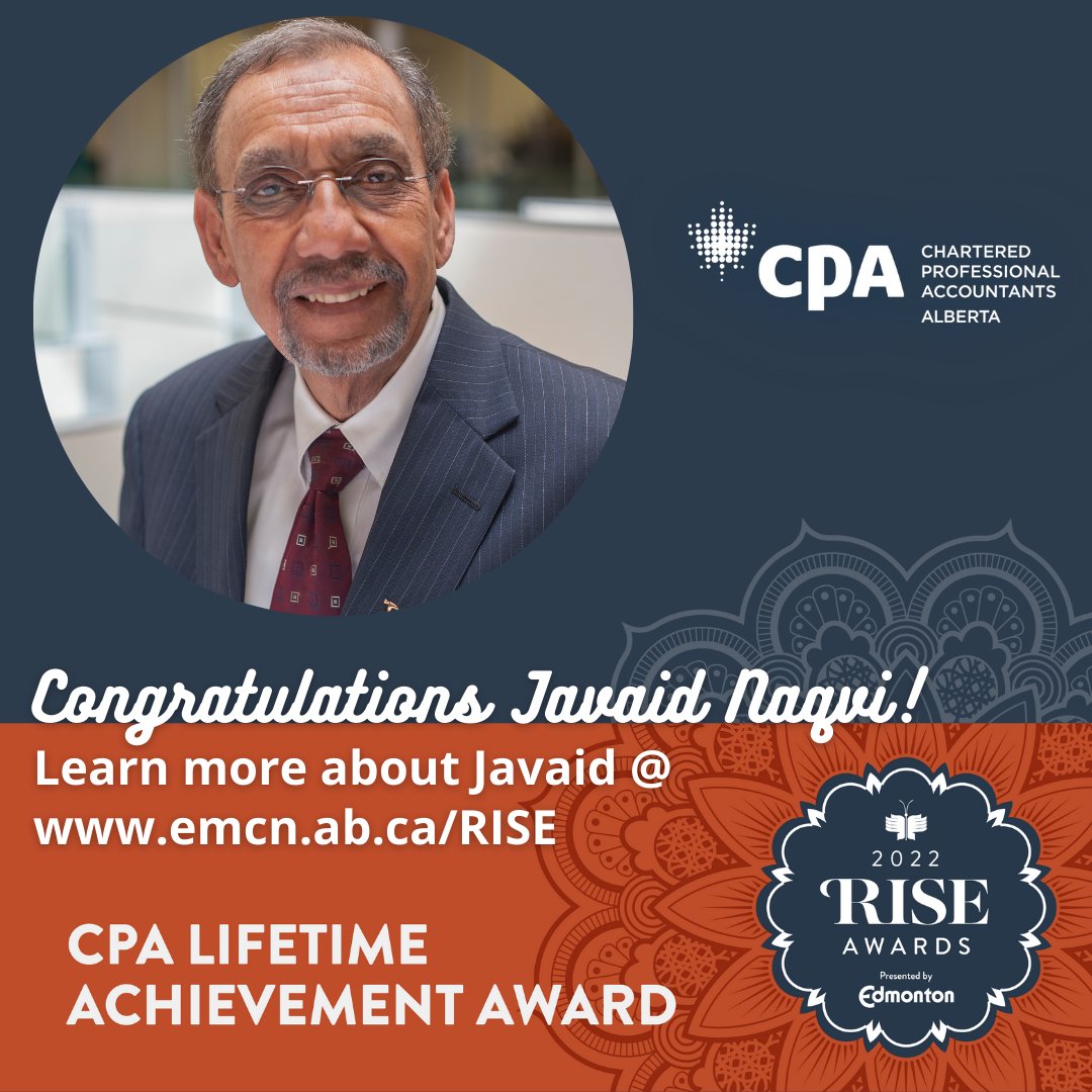 We are honoured to announce that our co-founder and chairman, Javaid Naqvi, will be receiving a CPA Lifetime Achievement Award at the May 6 Rise Awards by @YEGNewcomers. For more info on this event, visit emcn.ab.ca/RISE #EMCNRISE2022 #2022RISEAwards @joshclassenCTV