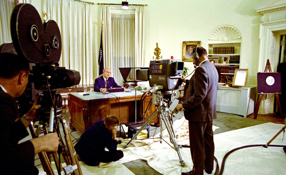 BeschlossDC's tweet photo. LBJ withdraws from Presidential race tonight 1968:   #LBJL https://t.co/7JIuKQd5TE