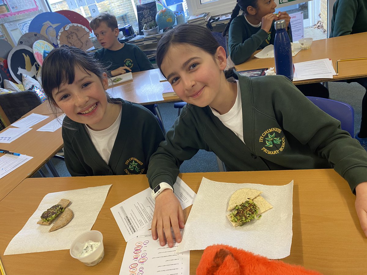 IC_Walnut's tweet photo. We prepared a Greek feast to finish off our topic… tzaziki, pitta break and courgette fritters 🇬🇷 https://t.co/76oVihJ14v