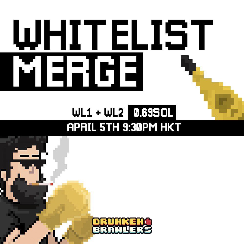 drunkenbrawlers's tweet photo. Good news for our people in the Whitelist. We’re pushing both whitelist into one mint on April 5th. 🍻 https://t.co/jPHDaGbx2Z