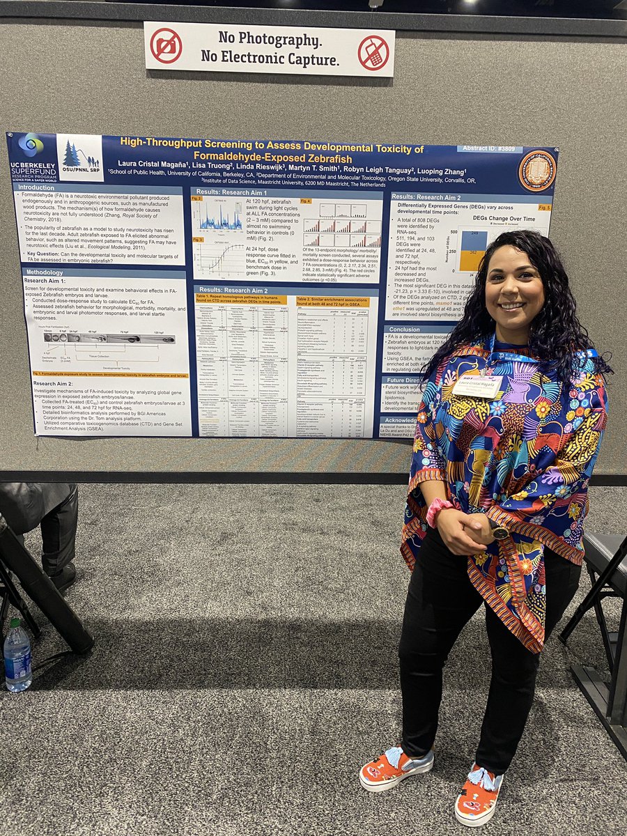 sci_chicana's tweet photo. Enjoyed presenting my #kcdonnelly #researchproject at @SOToxicology that highlighted the collaboration between @BerkeleySrp @tanguaylab @SRP_OregonState @SRP_NIEHS #2022SOT #srptrainee #phdstudent #formaldehyde #environmentalhealthscience #zebrafish @UCB_EHS @BerkeleySacnas https://t.co/sRsXa3fL1n