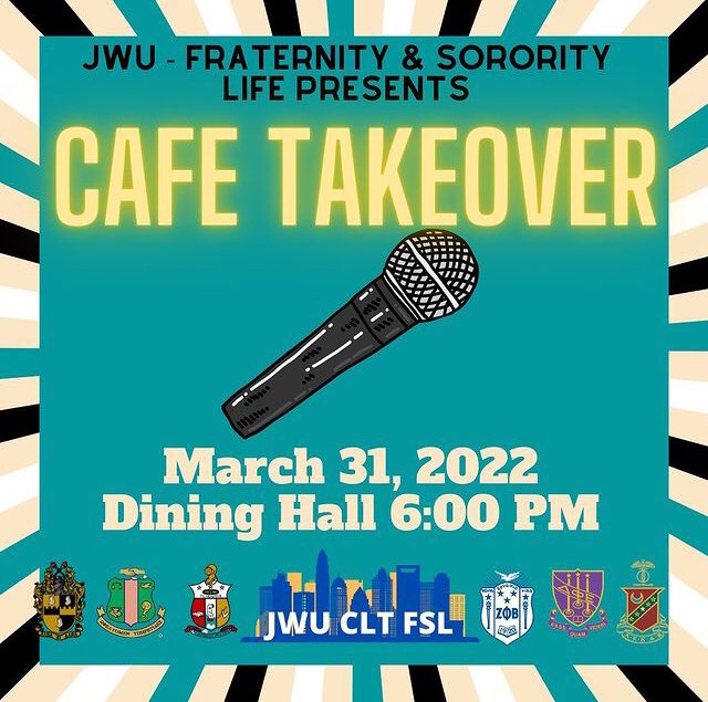 jwuCLTinvolved's tweet photo. FSL is taking over the CAF tonight at 6!! There will be karaoke and food come on out!!

It’s not raining so you have no excuse! https://t.co/qwUEI0FeMu