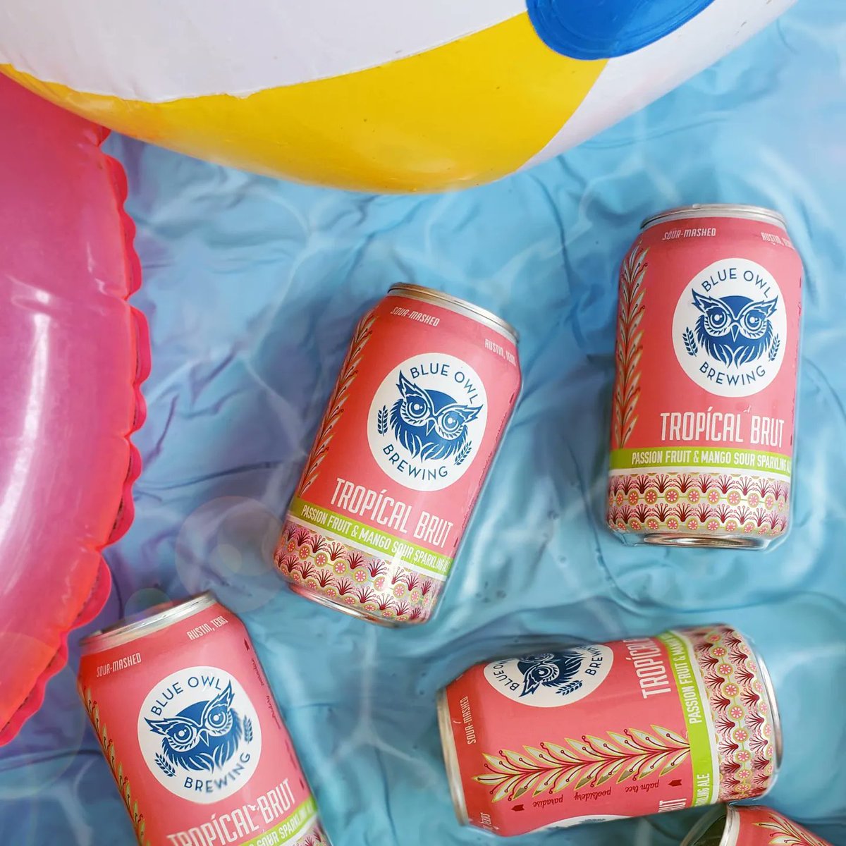 BlueOwlBrewing's tweet photo. Released TODAY - Tropícal Brut is back for another summer of fun!
This vacation in a can is brewed with passion fruit, mango, Tahitian lime, and #NOhops!
This #poolside pal is available for on-site sips, growler fills, 6-packs, & will also be distributed around Texas. https://t.co/8LJCBJhIKJ