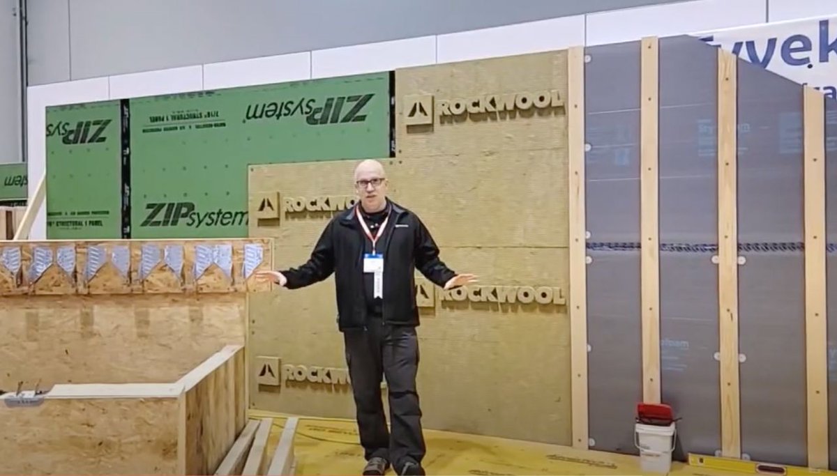 CAGreenbuilding's tweet photo. Can You Define the #PerfectWall? Matt Hoots overviews the #PerfectWallSystem with #1920sMakeoverATL Partners @ROCKWOOL &amp; @HuberWood's #ZIpSystem at #IBS22! https://t.co/G3SbWhL5pI #insulation #controllayers #buildingscience #energyeffiicency #greenbuilding #building #construction https://t.co/E3duI2HTUs