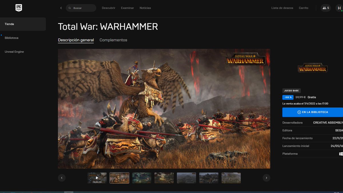 HakkuFreak's tweet image. Mejor que 1, 2 juegos GRATIS!! También hasta el 7/4 @EpicGamesES 
🎮#warhammertotalwar

Os dejo mi código: HAKKUGAMER

#epicgame #hakku #warhammer