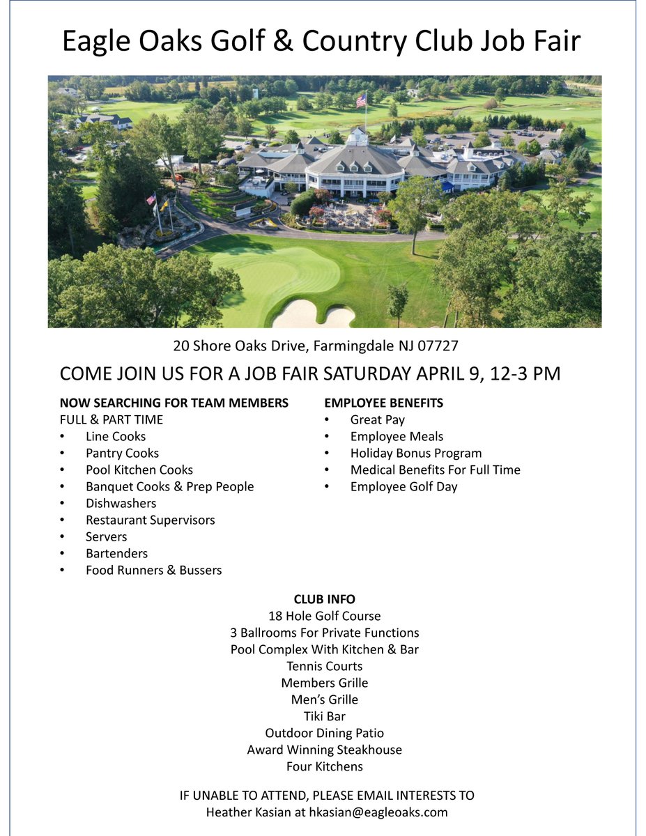 eagleoaks's tweet photo. Come join us for a JOB FAIR! Saturday, April 9th, 12-3PM. https://t.co/XvayQsXPb5
