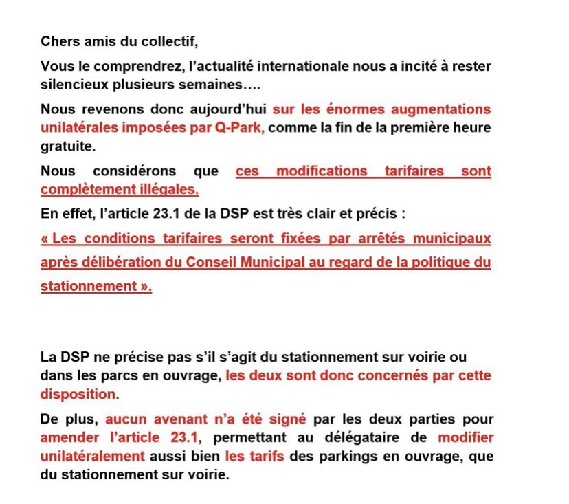SaveLesAllees's tweet photo. En plus des pb d’environnement, les riverains ne sortent jamais gagnant de l’implantation d’un parking #QPark

Exemple, du Parking QPark à #Colombes qui subit régulièrement des augmentations de tarifs, y compris en période de crise
#AlleesLeonGambetta #StopParking #StopBeton https://t.co/CF53Lmujp6
