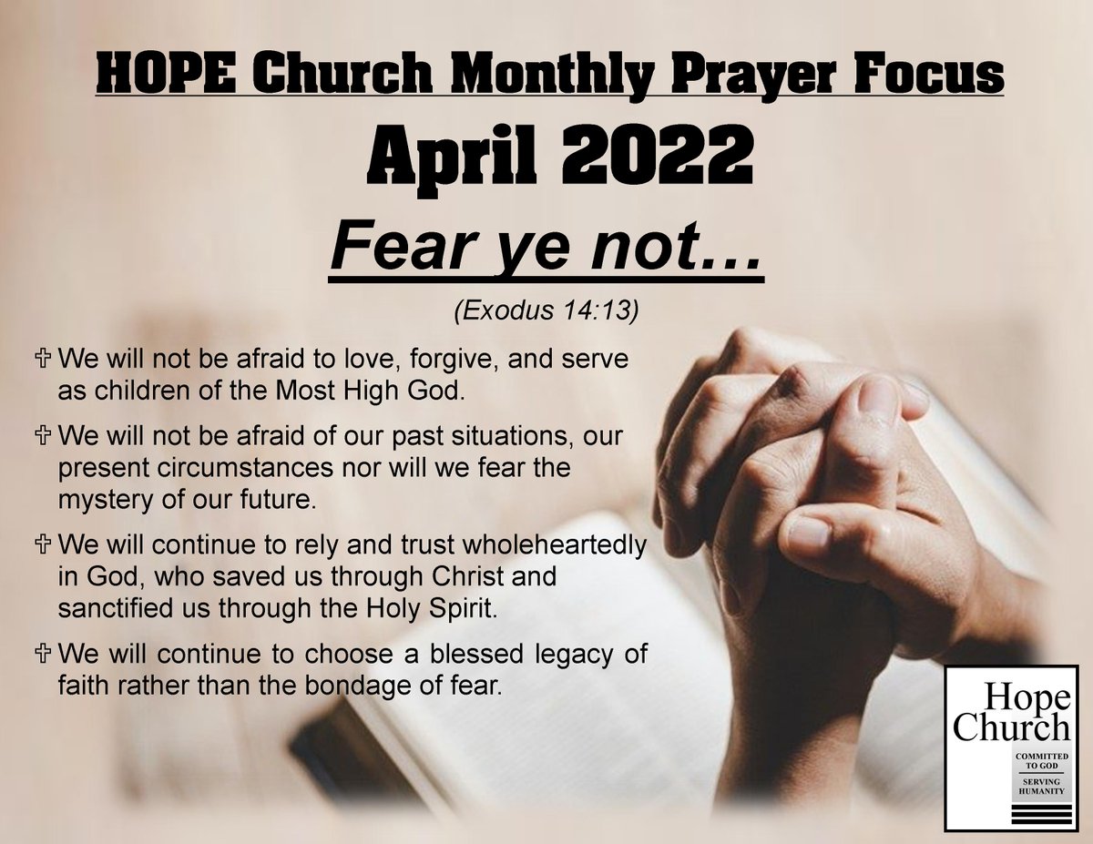 HOPEnBoundBrook's tweet photo. HOPE Church's April Prayer Focus - Fear Ye Not https://t.co/1kJEGtWlHH