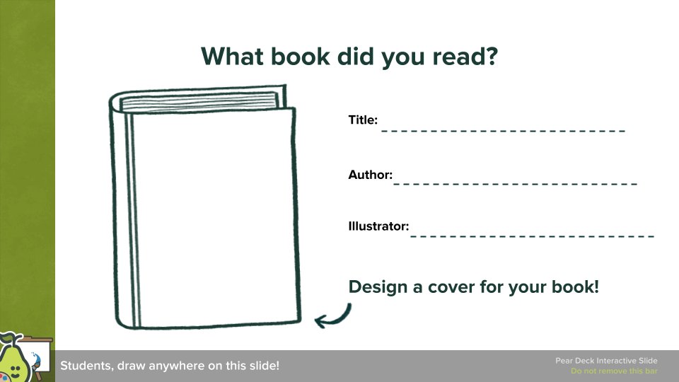 Have you seen our #PearDeck Templates for Book Club Discussions? These allow students to illustrate the book’s setting, outline the characters, and reflect on the story’s connection to their own life! 📚💚

Download your copy today! 👉 peardeck.com/pear-deck-blog…