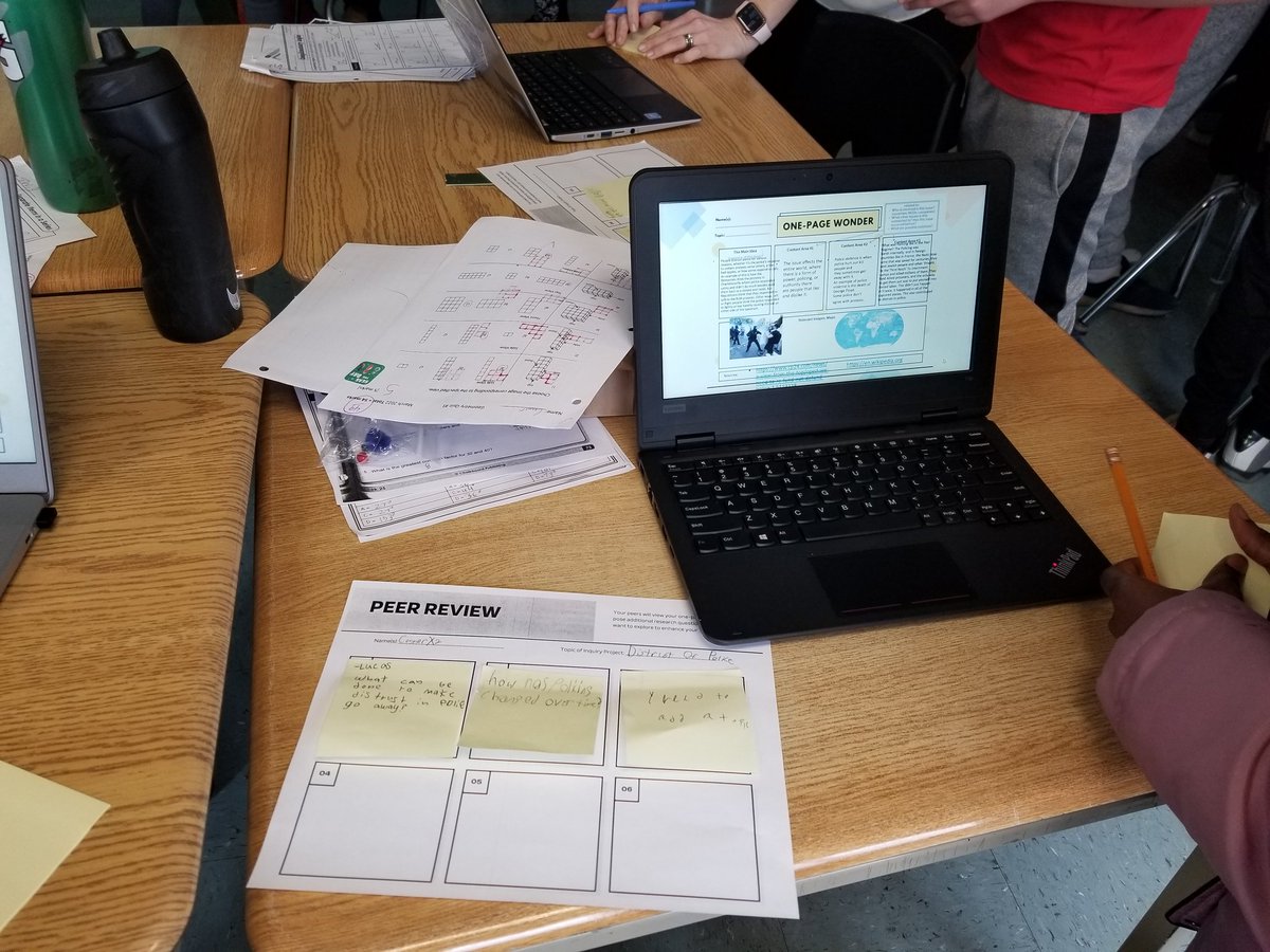 EFioret's tweet photo. Today in 6D, students helped enhance the work of their peers. They posed research questions to deepen their peers' inquiry projects and see their topics from different perspectives. @DiotteEmily @GlenwoodGriffin https://t.co/YOxDKVaYzc