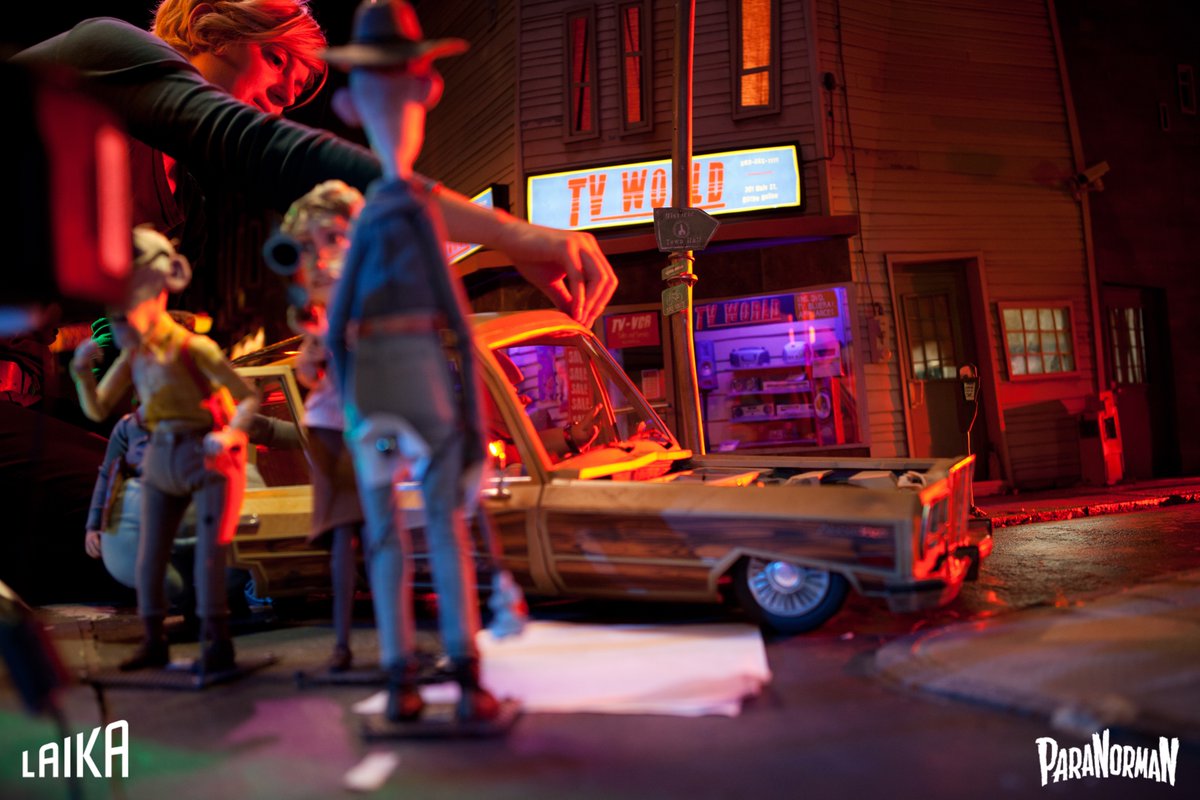 LAIKAStudios's tweet photo. As #ParaNorman’s 10th anniversary creeps ever closer, we look back fondly at the little moments of its creation, like touching up the family car on the Blithe Hollow set. #TBT https://t.co/Z6FblcjS4D