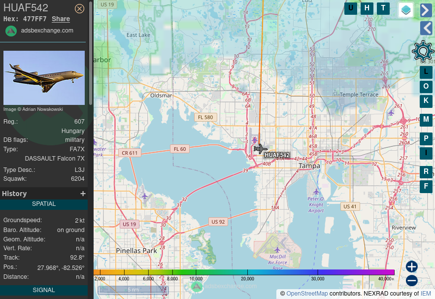 TheIntelFrog's tweet photo. Looks like it went into Tampa International Airport.
#477FF7 as HUAF542 https://t.co/P1gxKEPxBn