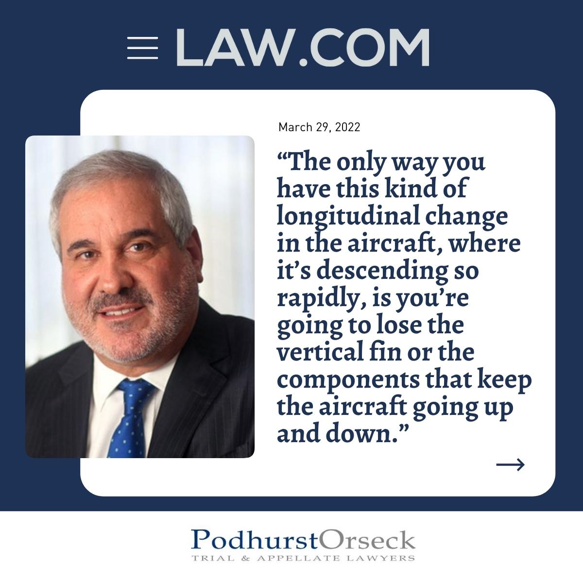 PodhurstOrseck's tweet photo. Intl. #aviation attorney and #Podhurst Orseck’s Steven Marks, offers his perspective into the cause of the China Eastern Airlines @Boeing 737 Max 8 devastating crash and whether the #aerospace company could be held liable in the latest with @lawdotcom: https://t.co/6VEZDCQuCm https://t.co/m9ZdnnLZIC