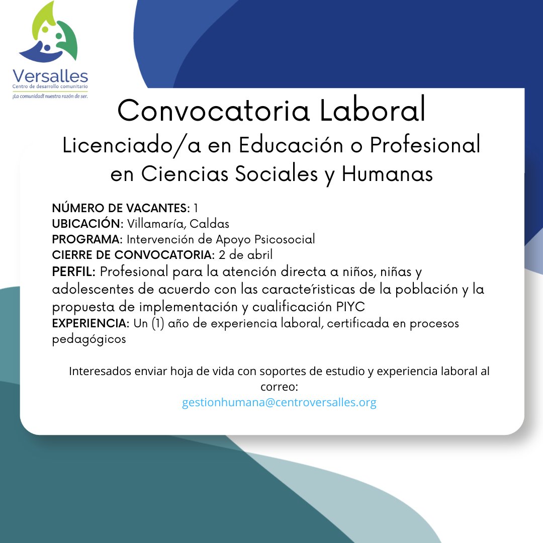 CentroVersalles's tweet photo. Convocatoria laboral https://t.co/YqP7cOJwkf