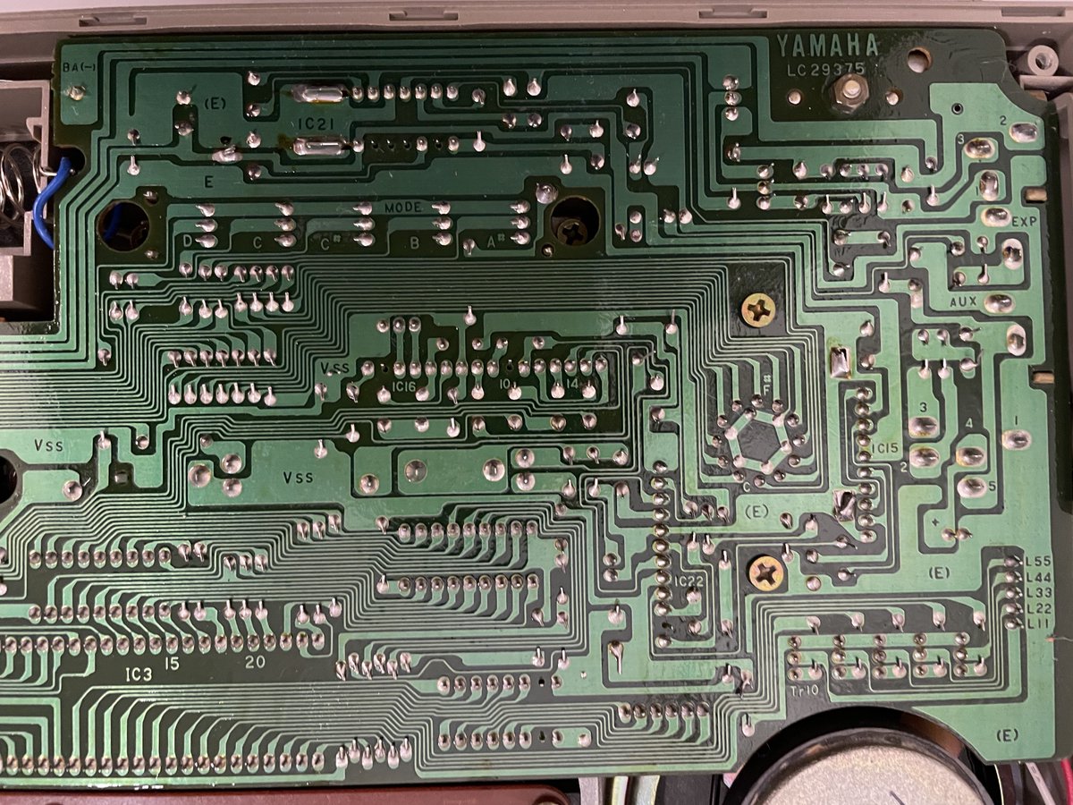 Found a lovely PCB in this old Yamaha Portasound PC-100 from early 1980s. Meticulous labels.