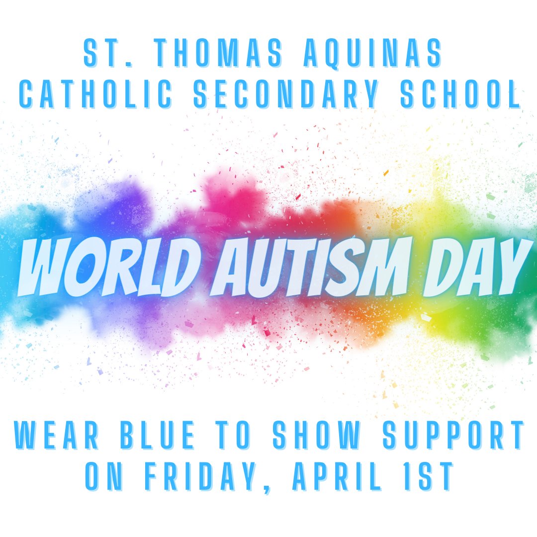 Tomorrow we light it up blue at STA! Students &amp; Staff are encouraged to wear anything blue and/or uniform to recognize World Autism Day. #WorldAutismDay2022 #CelebratetheSpectrum #InclusionForAll