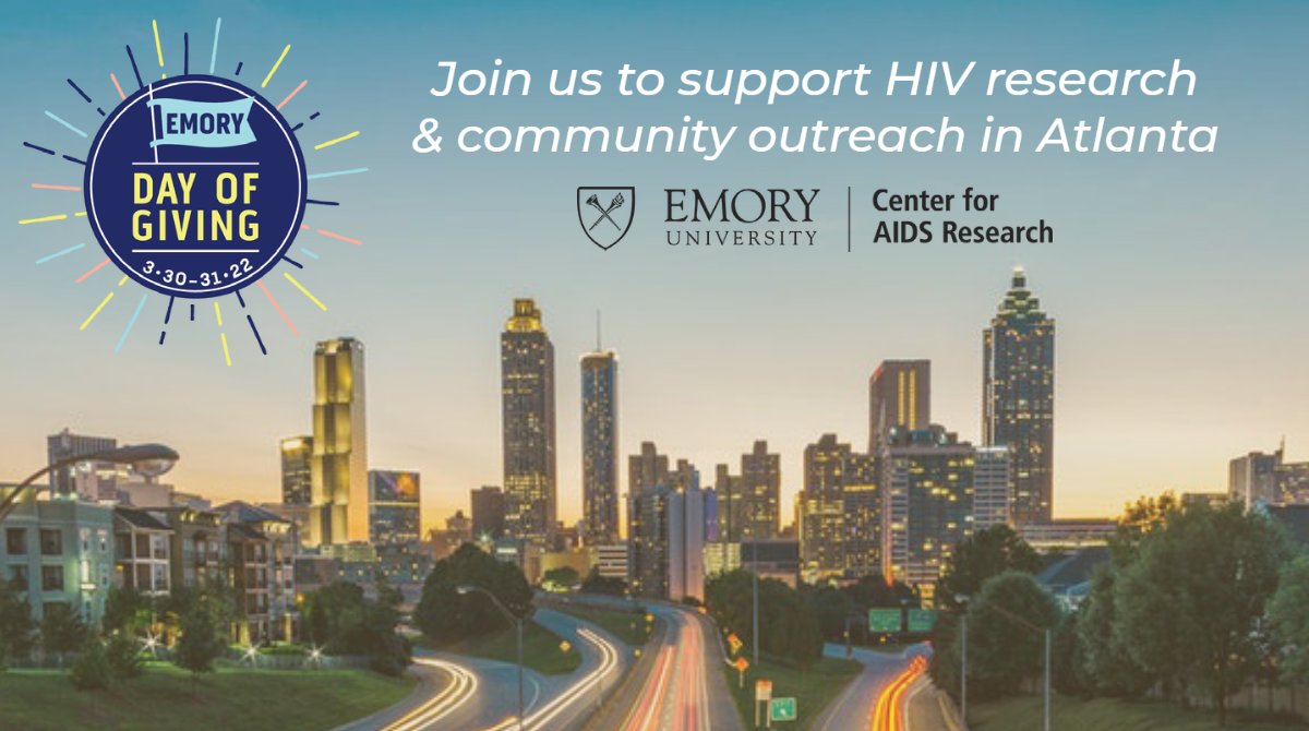 Final chance to participate in #EmoryDayOfGiving! Gifts must be made in the next hour — by 6 PM EST today (3/31). To support programs & events to engage local communities in #HIV research at @EmoryUniversity, consider giving to the #EmoryCFAR: https://t.co/mOuL0jxZf5 https://t.co/lhP3aGzyz4