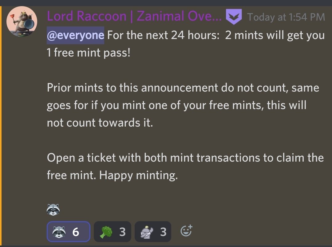 LuckyTrigg3r's tweet photo. FREE MINT PROMO!!! This is an amazing offer from 🦝 #nft #knightsofchain #therealm https://t.co/qvinHMgPia