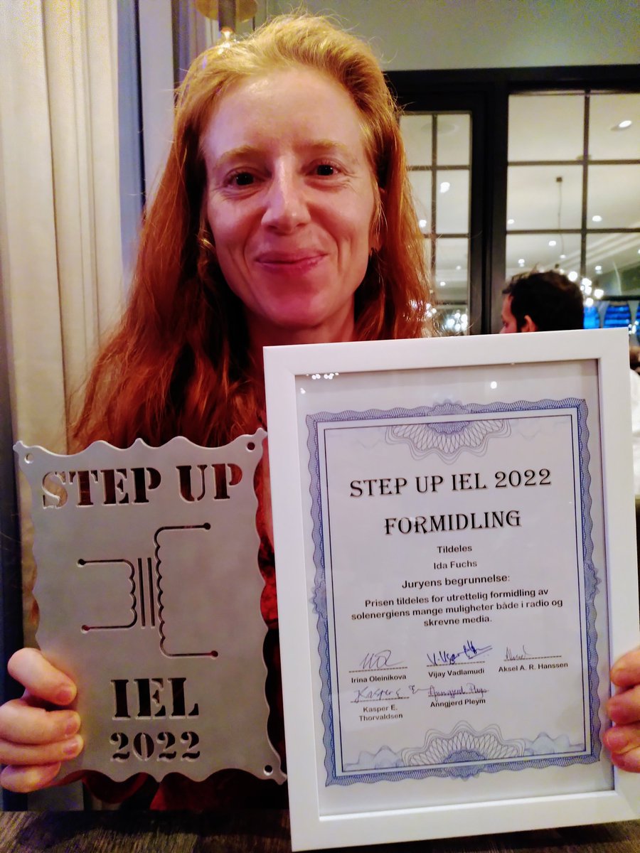 idasolar's tweet photo. Today, I won the Step Up IEL 2022 price @IEL_NTNU in dissemination. It was given to me because of my tireless effort to disseminate #solar energy's many possibilities. I am very proud of this @NTNU https://t.co/UZTxDGbXku
