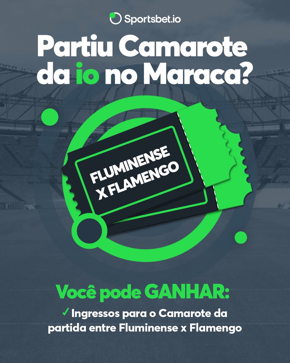 Quer ver a final do Campeonato Carioca lá no Maraca no sábado? 🏟️

Nós vamos presentear um dos nossos seguidores com um par de ingressos para ver a decisão no nosso camarote lá do Maracanã! 

Para participar é só:
1️⃣Seguir <a href="/sportsbetiobr/">Dicas de Apostas</a>
2️⃣Dar RT nesse tweet

#DeuGreen 
Regras:🧶