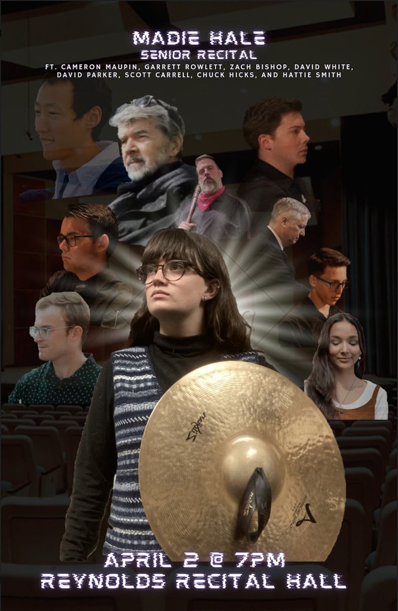 Hardingumusic's tweet photo. Another student recital this weekend features senior percussionist, Madie Hale. Madie will present her Senior Recital Saturday, April 2nd at 7pm in the Reynolds Recital Hall in collaboration with current department faculty, students, and alumni. We hope you will join us! https://t.co/WyYrpMvtOw