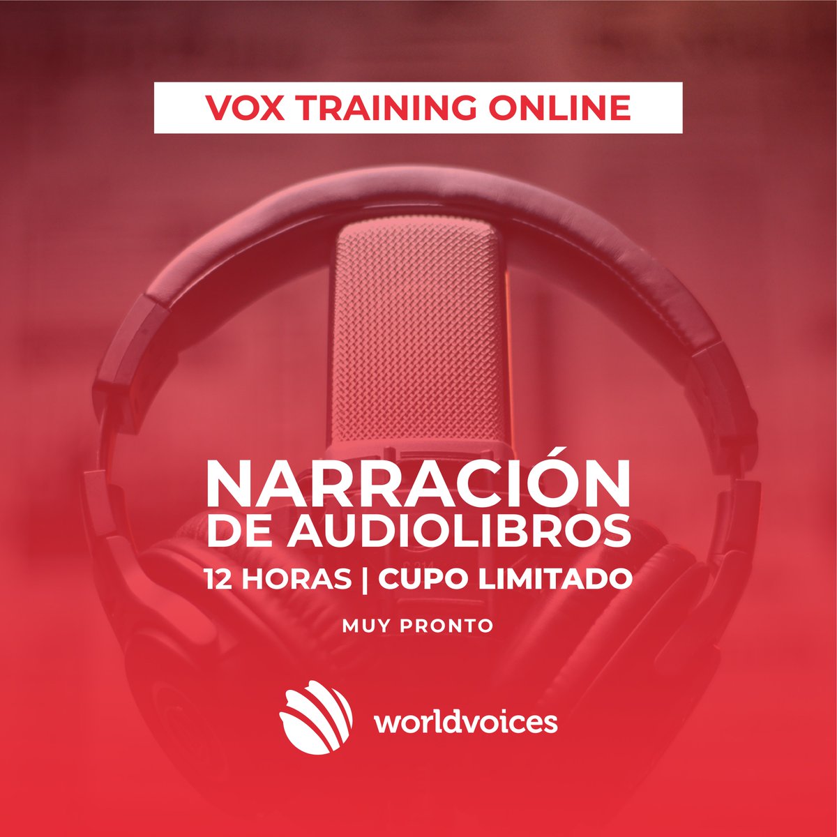 worldvoices's tweet photo. Muy contentos porque ¡Vuelven los VOX TRAINING! Y en esta ocasión iniciamos con «Narración de audiolibros». Un área dentro de la locución que está teniendo mucho crecimiento en los últimos años.

Será una experiencia totalmente ONLINE y con cupo Limitado. https://t.co/hBnBiaznTf