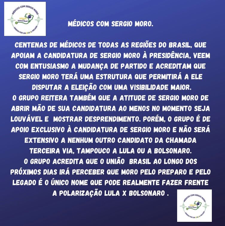 medicospelobr's tweet photo. Nota do movimento Médicos com Moro. https://t.co/Hz1SHXbiG2