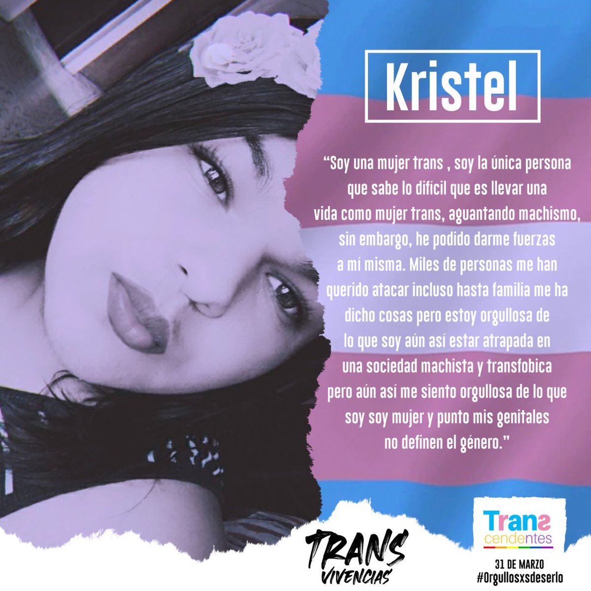 Kristel es una chica trans que es parte del Colective Transcendentes y nos cuenta su experiencia como una mujer trans #TransVivencias #MujeresTrans #DiaDeLaVisibilidadTrans