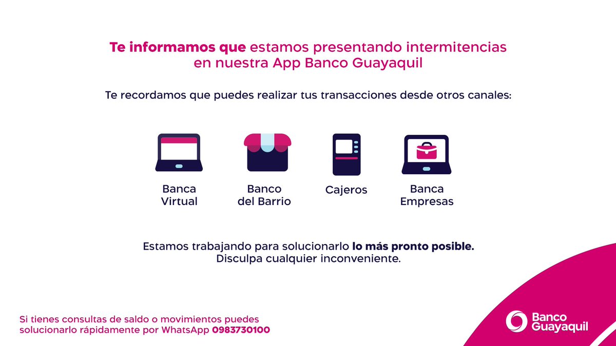 BancoGuayaquil's tweet photo. COMUNICADO OFICIAL https://t.co/FP45DOgY2I
