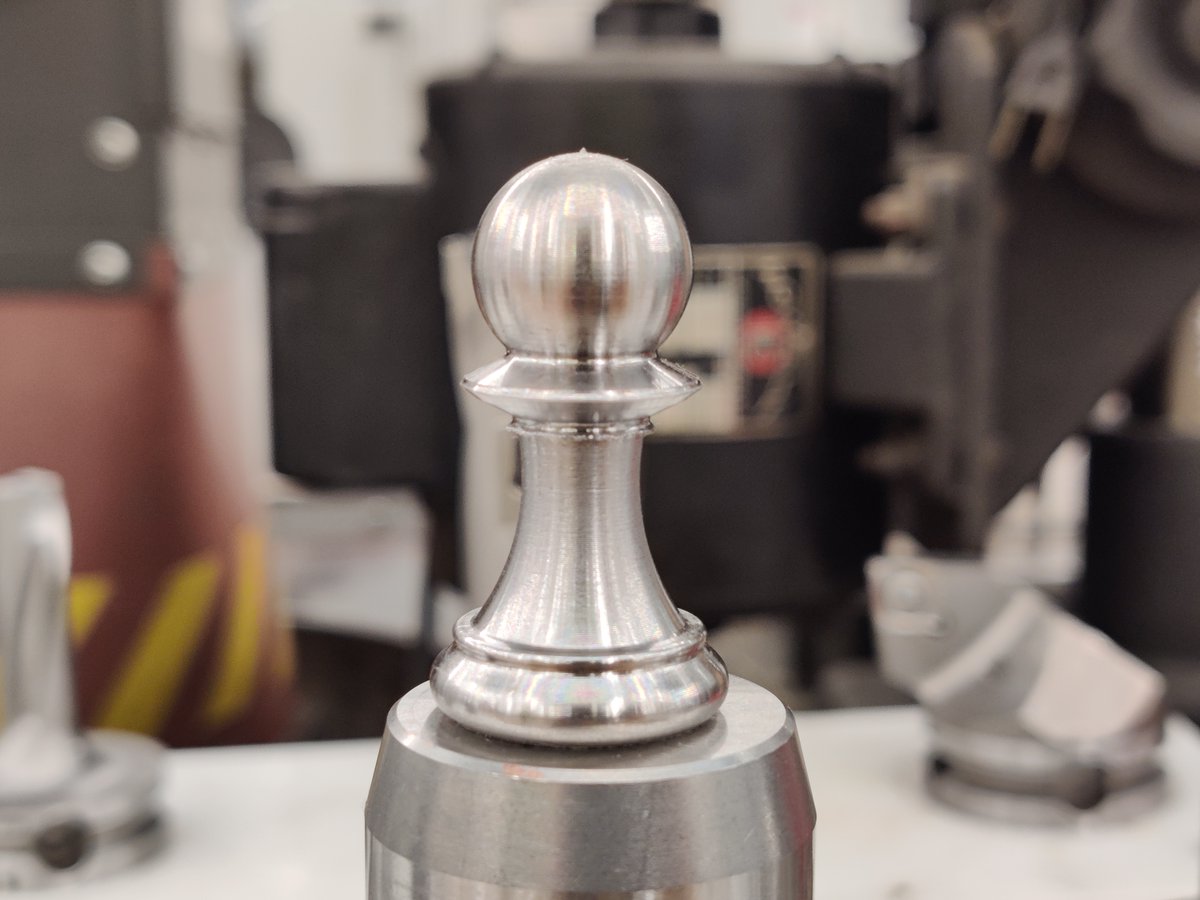 PurdueBechtel's tweet photo. Manufacturing chess piece out of iron bar using @Haas_Automation ST20 turning machine with tooling provided by @Kennametal . The chess piece is manufactured by dry machining performing turning &amp; facing operations.
Check out the manufacturing clip on our YouTube channel. https://t.co/Gw6Rfp01dJ