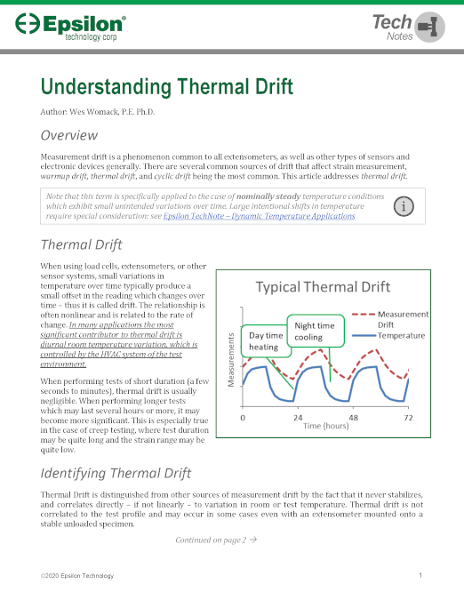 extensometers's tweet photo. Extensometer and Strain Measurement Tech Notes – today’s featured Tech Note is about understanding thermal drift and how daily variation in environmental temperature can cause measurement drift https://t.co/IH0CVkhW2a. #extensometers https://t.co/R8qRrYWJNC