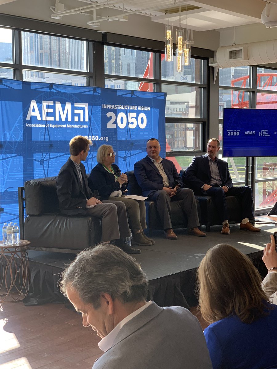 AEMAdvocacy's tweet photo. .@BrookingsMetro fellow @jwkane1 asks panelists what obstacles they have in the #infrastructure workforce. @NashvilleDOT Director Diana Alarcon talks about the challenges she faces hiring in public sector. #IV2050 #BuildingTalent #InfraWorkforce https://t.co/hsnwoSNlJn