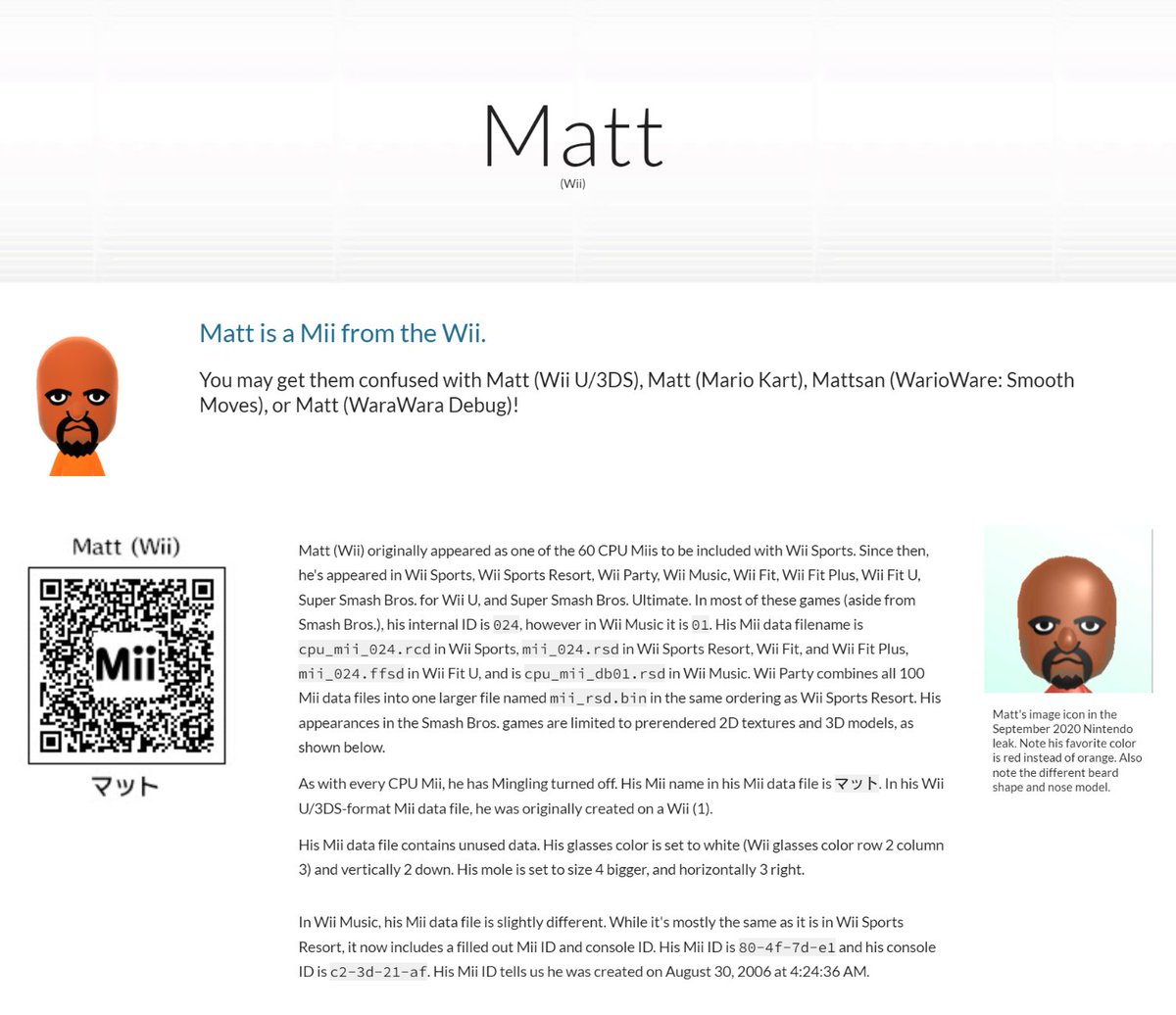matt mii instructions
