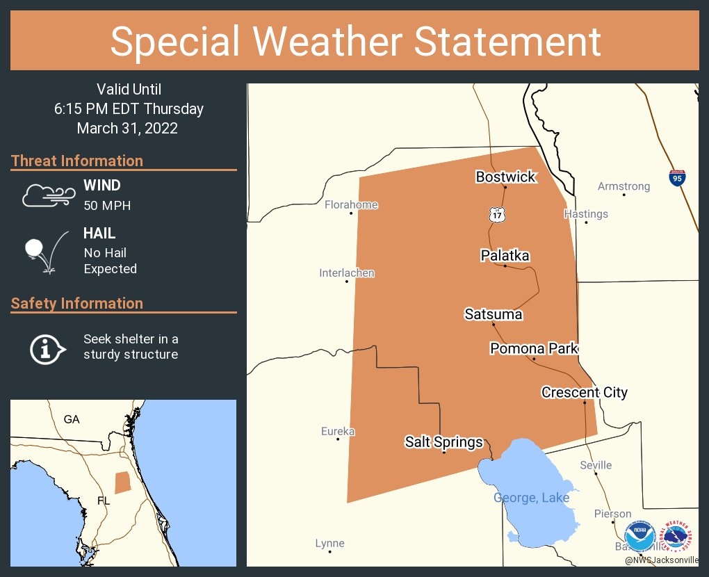 NWS Jacksonville on Twitter "A special weather statement has been