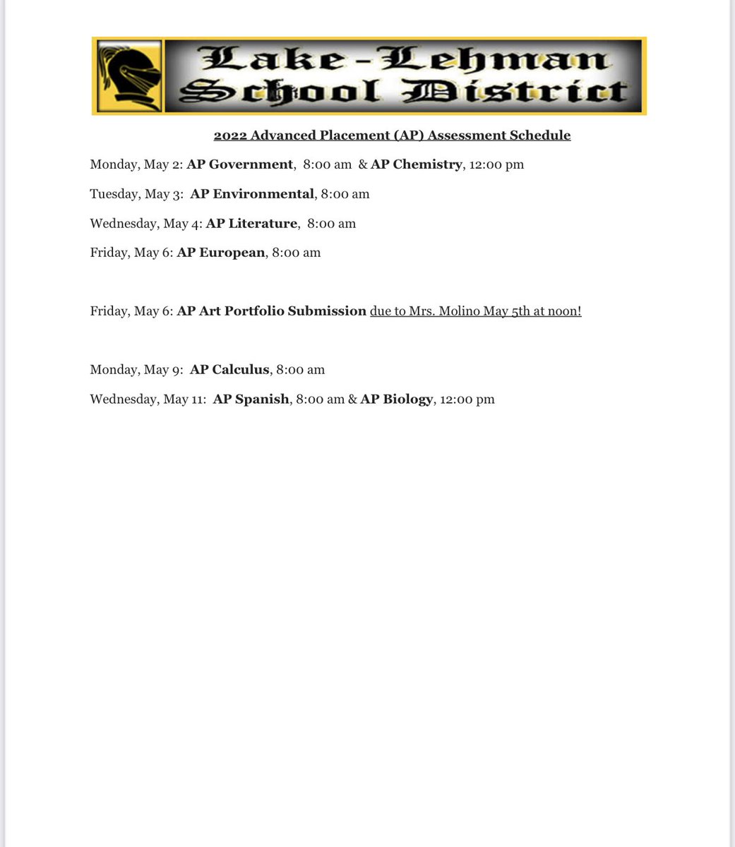 AP Test Crew! Clear your schedules 🖤💛