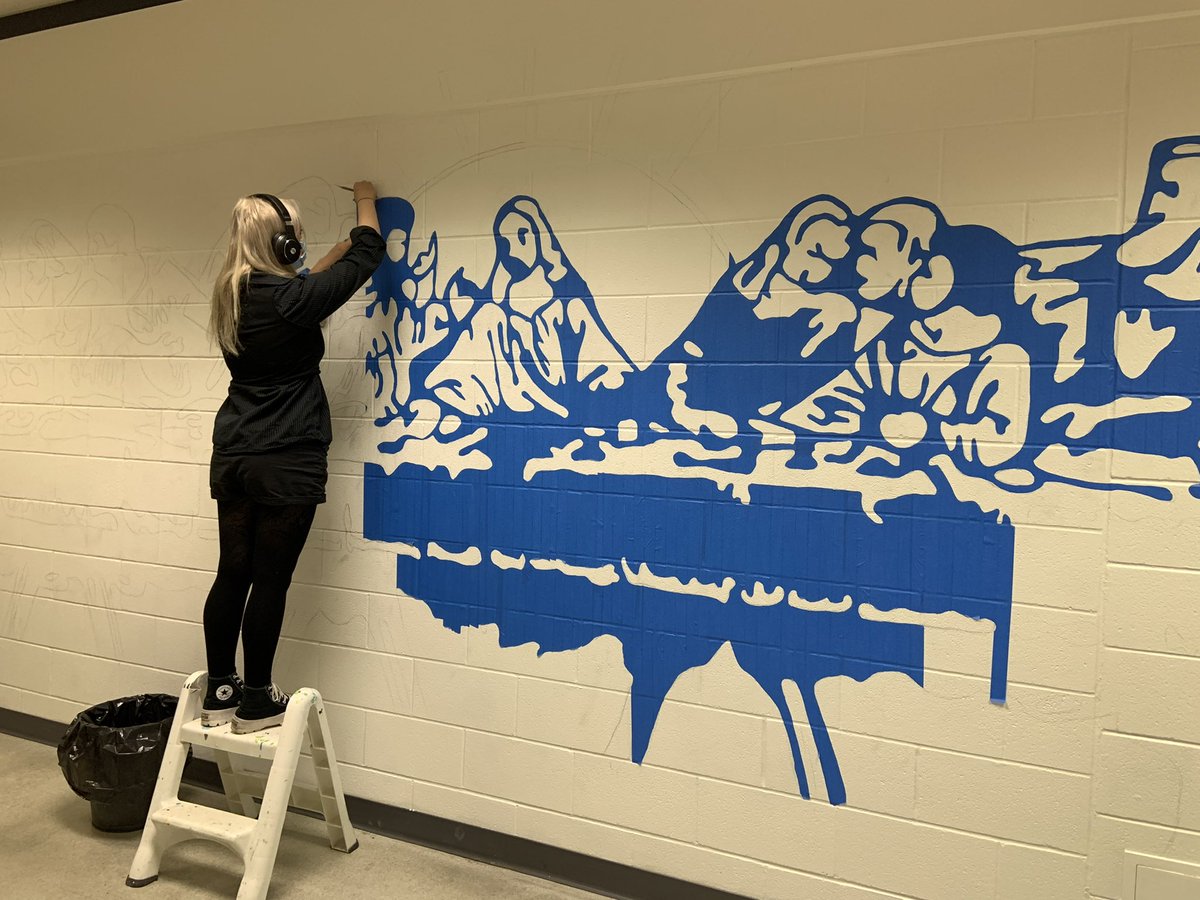 tanilong's tweet photo. A tape mural masterpiece for our religion resource area
 #art #mural https://t.co/5IycWRflfH