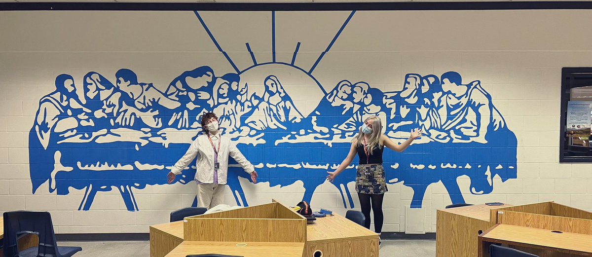 tanilong's tweet photo. A tape mural masterpiece for our religion resource area
 #art #mural https://t.co/5IycWRflfH