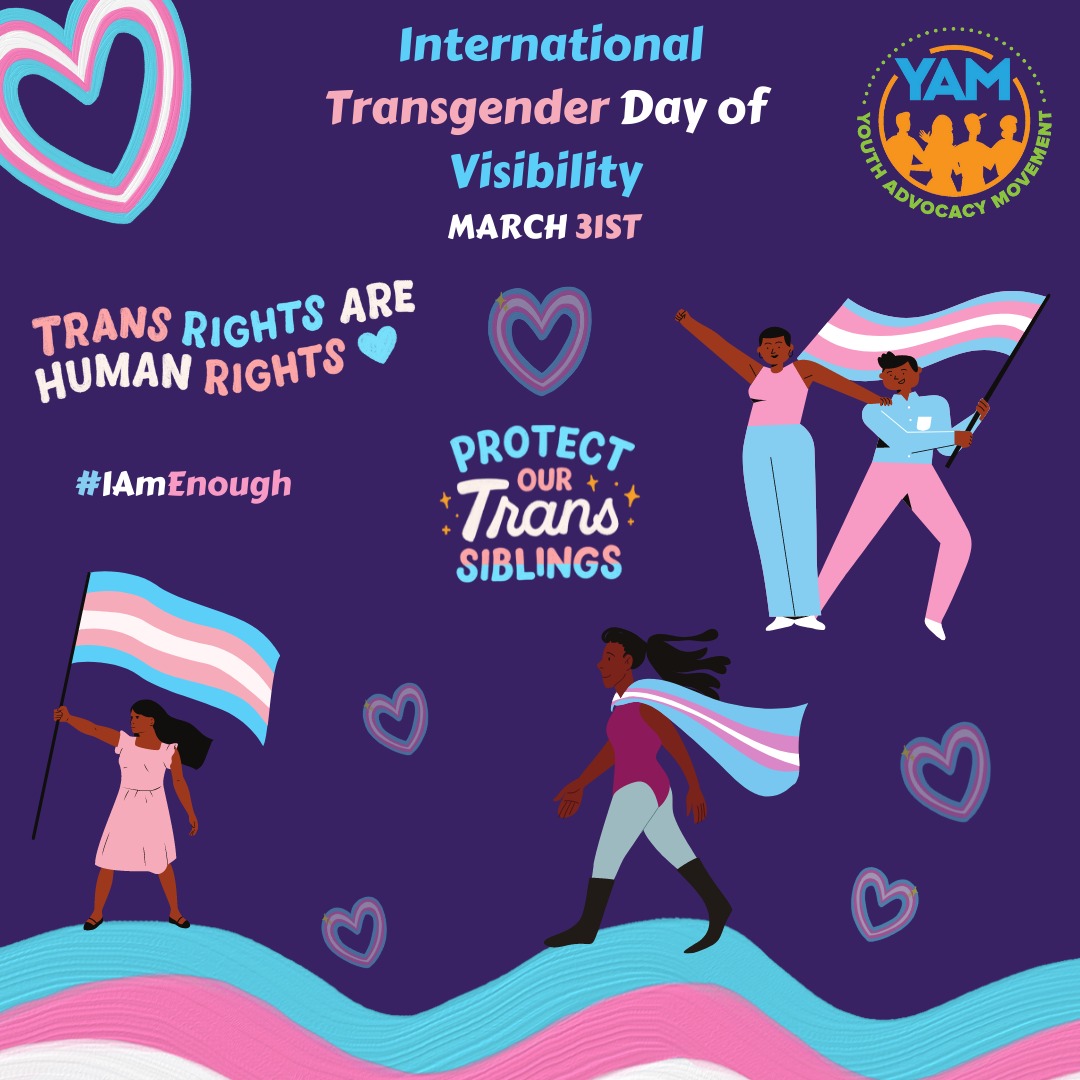 YAM_Barbados's tweet photo. Happy #TransDayOfVisibility
🥳🥳🥳🥳
YAM stands in solidarity and PRIDE with our Transgender family across the country and our region!!!
#TransIsBeautiful #TDOV #LGBTQIA #TransRightsAreHumanRights https://t.co/9ZRsX1FmNX