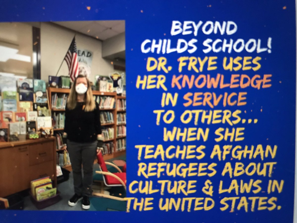 ChildsSchool's tweet photo. #DocFrye uses her #knowledge in #service to others when she teaches Afghan #refugees about culture & laws in the U.S. #LearnerProfileAttribute #knowledgeable #ServiceAsAction https://t.co/vv2zOFrw5O