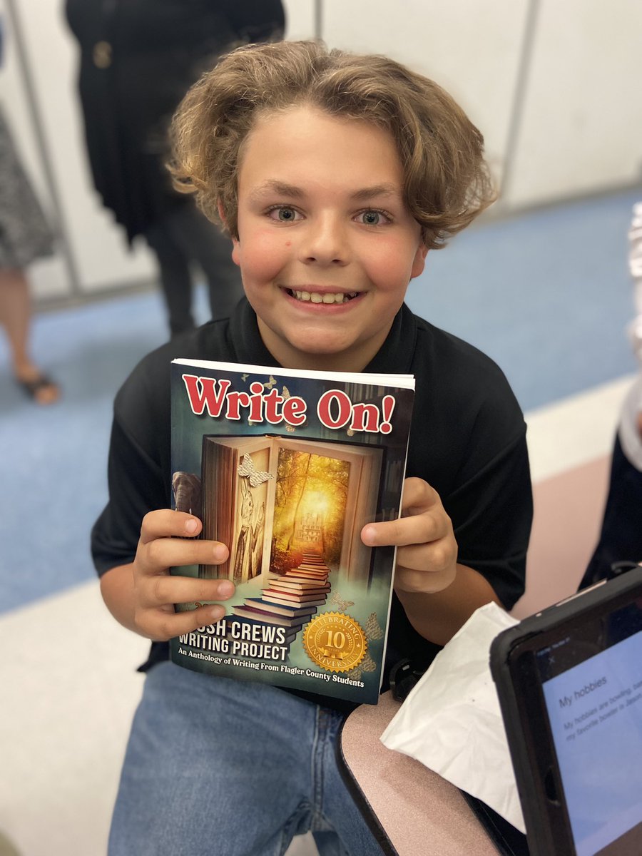 Carter is so excited to be a published author📖 Thank you Mrs. Pritt for the guidance before school every Tuesday morning🦉<a href="/FlaglerEdFound/">@FlaglerEdFound</a> thank you for sponsoring such a wonderful event💚 #longhairdontcare #peterporker #literacymatters #writing <a href="/OKESOwls/">Old Kings Elementary School</a>