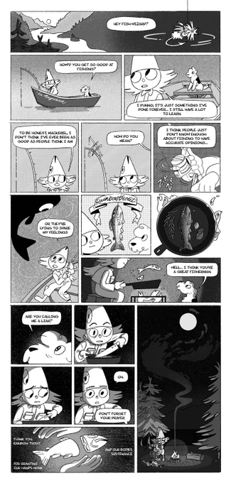 Fish Wizard and Mackerel, a little comic I made for a local joint called Gytha Press (insta: gythapress) to appear in their comic broadsheet, Toad Hex Magazine. 