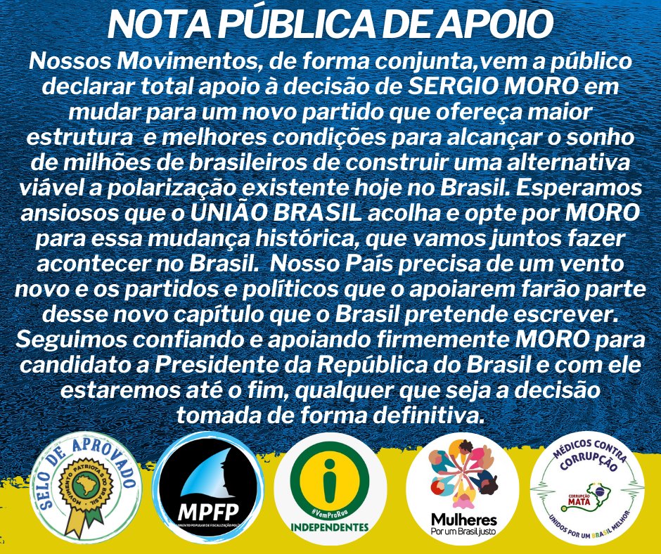 MovFiscaliza's tweet photo. #MoroPresidente2022 https://t.co/9wTGlwEPbt