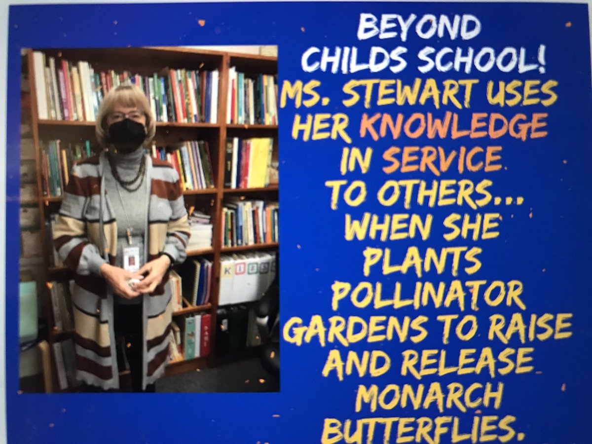 ChildsSchool's tweet photo. #MsStewart uses her #knowledge in #service to others when she plants #PollinatorGardens to raise and release #monarch #butterflies #LearnerProfileAttribute #knowledgeable #ServiceAsAction https://t.co/5iSXryiYWp