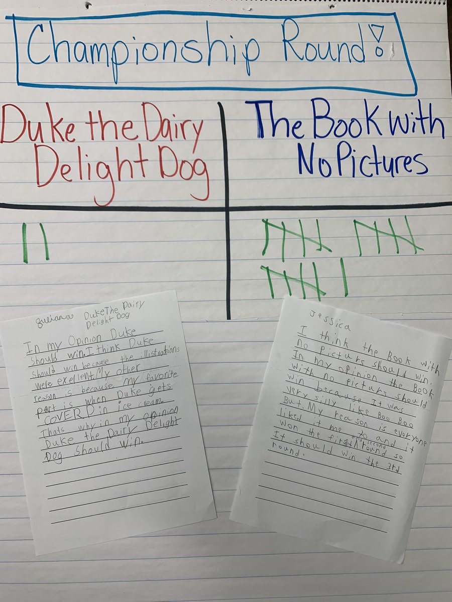 Our Tournament of Books has ended with <a href="/bjnovak/">B.J. Novak</a> “A Book with No Pictures” beating out 32 other great read alouds! The love of reading in this class makes my ❤️ so happy 😀 “Ms. Grott can we have an April Madness?!”
