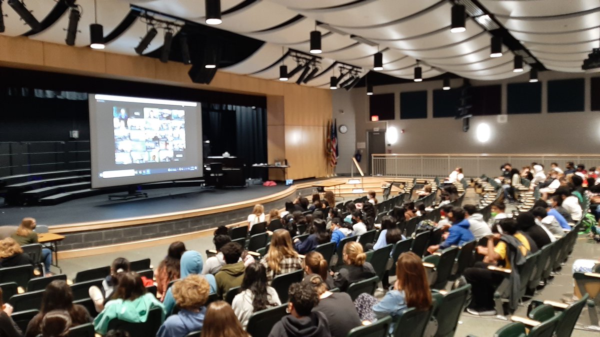 Mr_S_Pickering's tweet photo. Our amazing Social Studies 7 team led a Zoom Assembly for students to hear from a Holocaust survivor. They were so engaged, and asked great questions. I'm so impressed with our team and our students! #stayWILD #NeverForget @ClaireKoEd @Mrs_Lucente @WillardLCPS https://t.co/vrlQy2mi9q