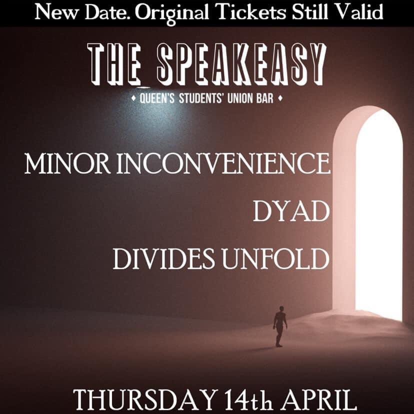 BELFAST!

It’s been, what, a month? Did you miss us?

We are back and this time we are hitting @TheSpeakeasyNI in support of <a href="/MI_Band_NI/">Minor Inconvenience</a> 🙌

Thursday 14th April
The Speakeasy, Belfast
To purchase tickets, hit the link in our bio 👆