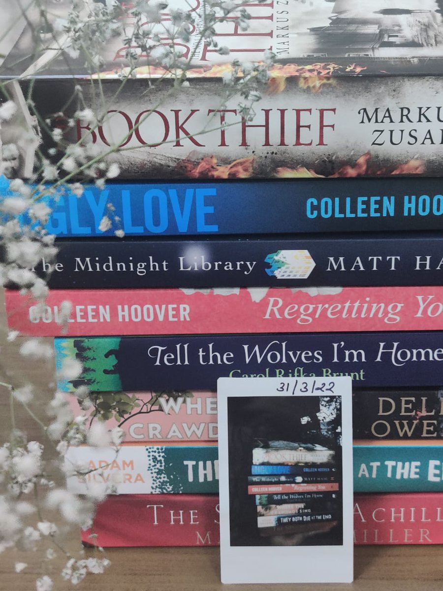 ashukicapoor's tweet photo. March Wrapup!!!
Theme: #uglycry #emotionaldamage 😅😢😭
#thesongofachilles #theybothdieattheend #wherethecrawdadssing #tellthewolvesimhome #regrettingyou #themidnightlibary #uglylove #thebookthief #Spotifyplaylist https://t.co/NMLS7BRPj2
