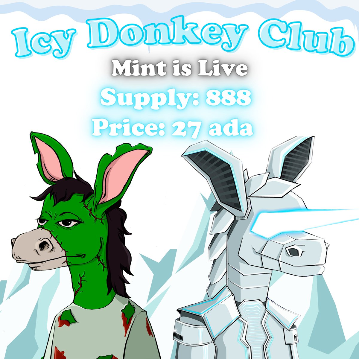IcyDonkeyClub's tweet photo. Don't miss the chance of getting Icy King role! 
This is the moment where we establish the real supporters of the brand

💎Join our Discord💎

Mint 1x: https://t.co/gTkeUrd6KO

Mint 2x: https://t.co/9OFWQyUnEa

Mint 3x: https://t.co/raT6SI4yls

#ADA #Cardano #CNFTCommunity #CNFT https://t.co/cedhKwaRdN