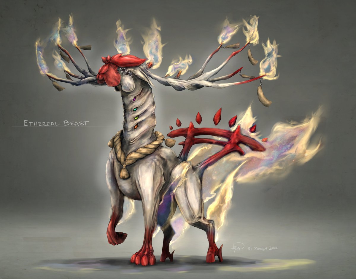 _aidangruber's tweet photo. Final painting for the third project of Hardy Fowler's "Creature Painting" Udemy course. This one is the Ethereal Beast. A noble and awe-inspiring creature...

#creaturedesign #conceptart #digitalart https://t.co/Vlkd6FeR3g